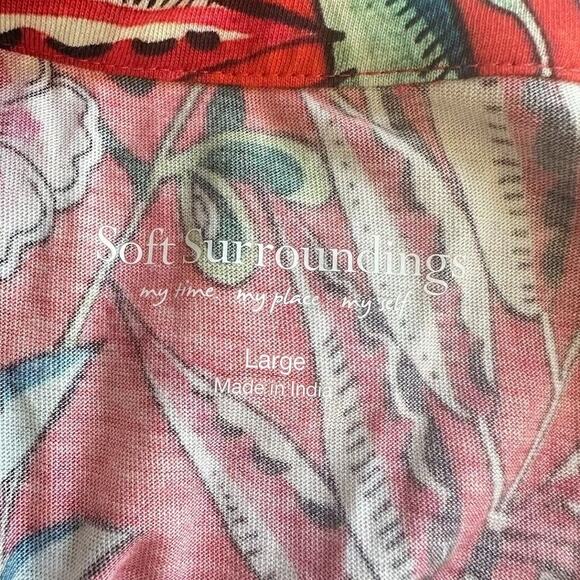 Soft Surroundings Maxi Dress Large Floral Orange Sleeveless Embroidered Resort - Picture 8 of 9